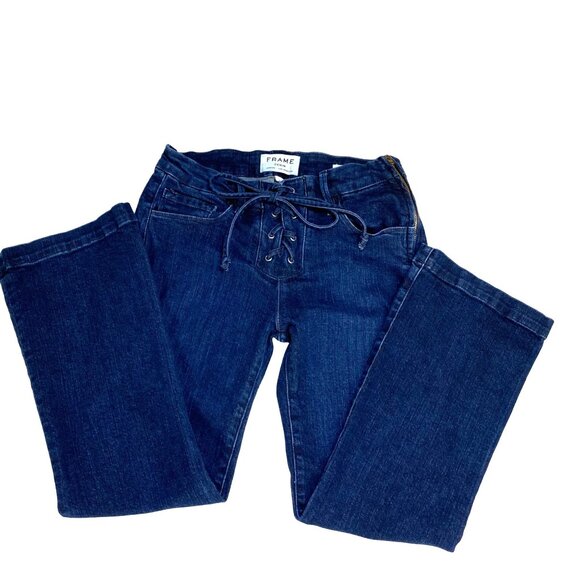 Frame Denim Le Crop Mini Boot Jeans Size 24 London-Los Angeles Dark Wash Women's - Picture 5 of 10